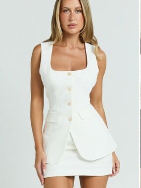 Showpo White Tailored Vest Dress Size 8